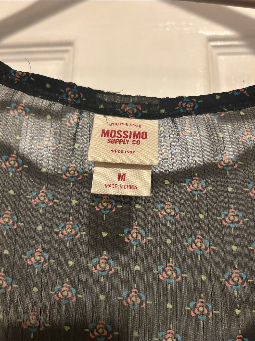 Mossimo Supply Co. Black Sheer Floral Cap-Sleeve Blouse - Picture 2 of 3